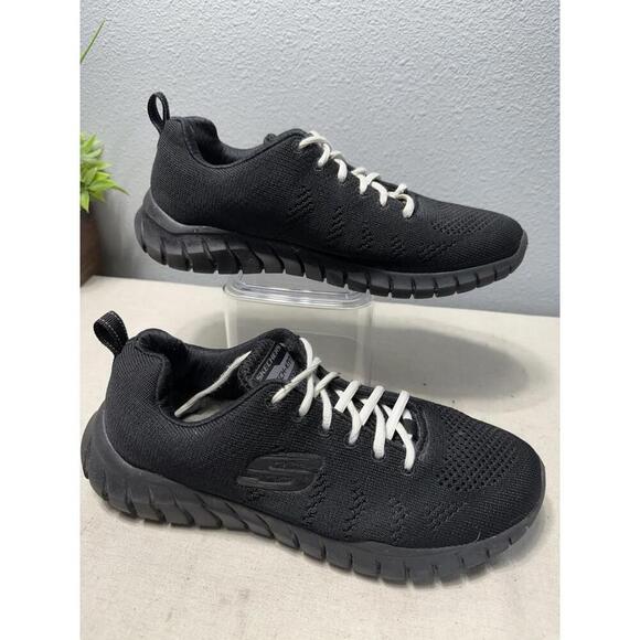 Skechers Overhaul Debbir Memory Foam Shoes  Black Sz 8.5 - Picture 1 of 9